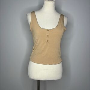 Molly Green- Tan Ribbed Tank Top
